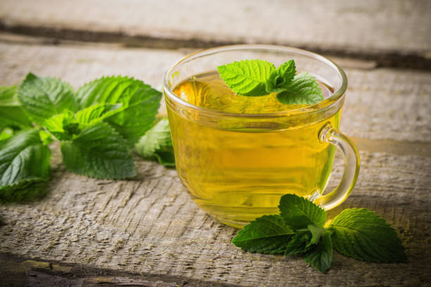 Summer peppermint and lemon balm iced herbal tea